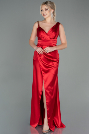 Long Red Satin Evening Dress ABU2771