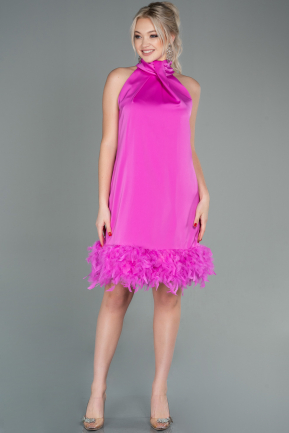 Short Fuchsia Satin Invitation Dress ABK1576