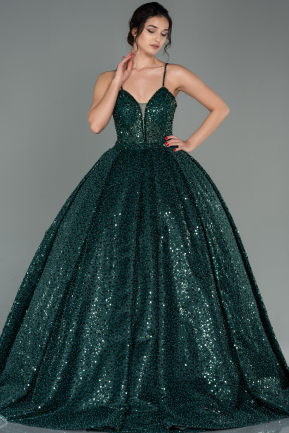 Long Emerald Green Scaly Haute Couture ABU2801
