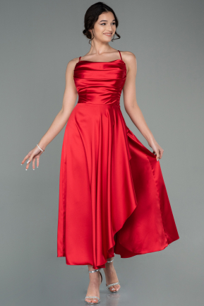 Midi Red Satin Invitation Dress ABK1586