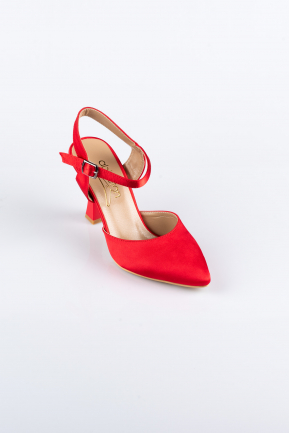 Red Satin Evening Shoe AB1086