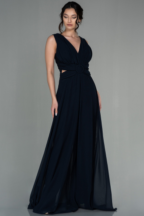 Dark Navy Blue Chiffon Invitation Dress ABT075