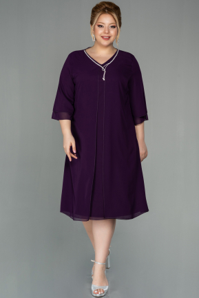 Short Dark Purple Chiffon Evening Dress ABK1591