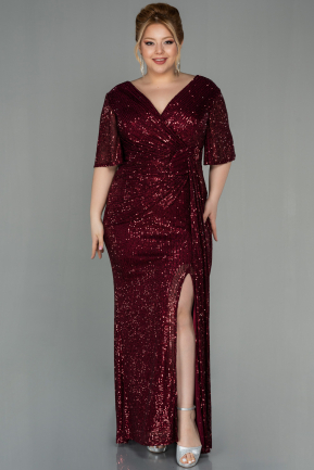 Long Burgundy Scaly Plus Size Evening Dress ABU2796