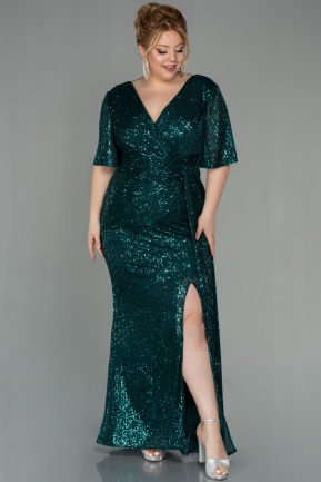 Long Emerald Green Scaly Plus Size Evening Dress ABU2796