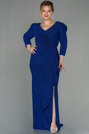 Long Sax Blue Plus Size Evening Dress ABU2575