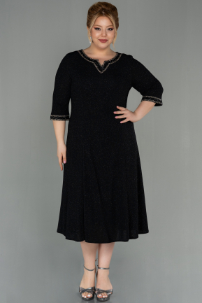 Midi Black Plus Size Evening Dress ABK1595