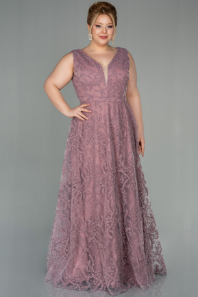 Rose Colored Long Plus Size Evening Dress ABU2537