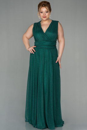 Long Emerald Green Plus Size Evening Dress ABU1643