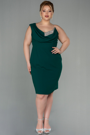 Short Emerald Green Plus Size Evening Dress ABK1461