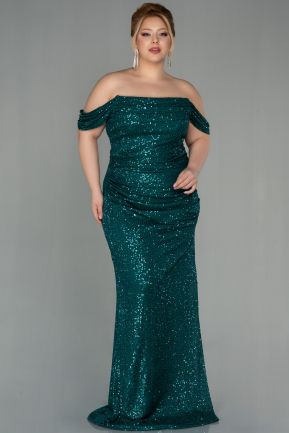 Long Emerald Green Scaly Plus Size Evening Dress ABU2781
