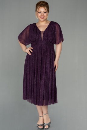Midi Purple Plus Size Evening Dress ABK1253