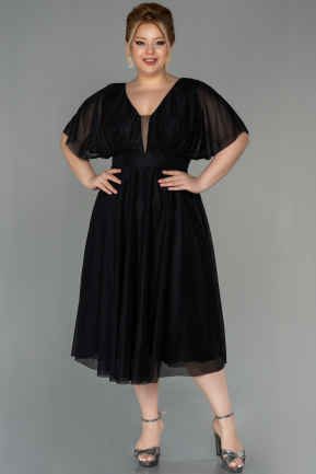 Midi Black Plus Size Evening Dress ABK1253