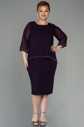 Short Dark Purple Plus Size Evening Dress ABK1593