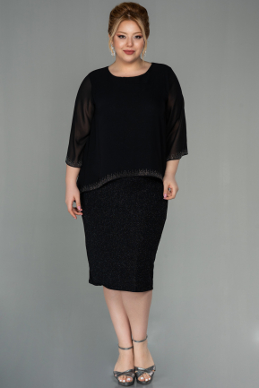 Short Black Plus Size Evening Dress ABK1593