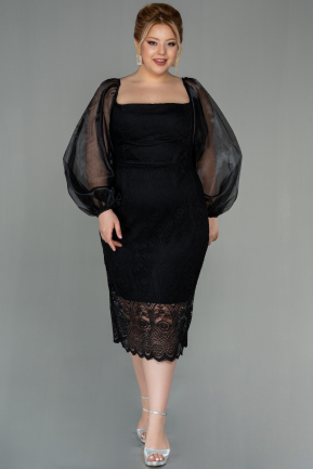 Short Black Plus Size Evening Dress ABK846