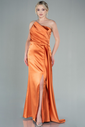 Long Orange Satin Evening Dress ABU2817