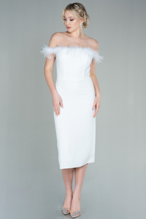 Midi White Invitation Dress ABK1607