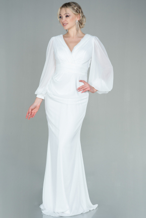 Long White Chiffon Evening Dress ABU2818