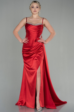 Long Red Satin Evening Dress ABU2792