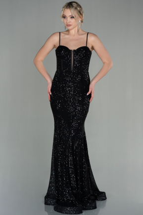 Long Black Scaly Mermaid Prom Dress ABU2806