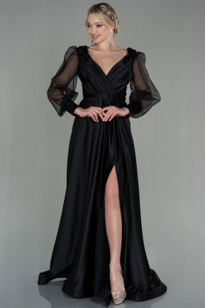 Long Black Satin Evening Dress ABU2830