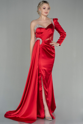 Long Red Satin Evening Dress ABU2831