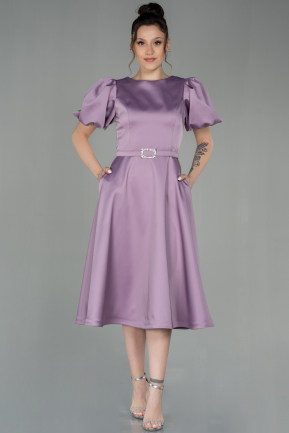 Midi Lavender Satin Invitation Dress ABK1263