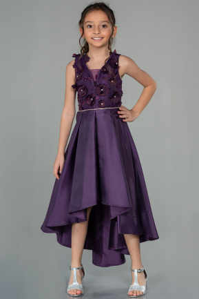 Front Short Back Long Purple Girl Dress ABO088