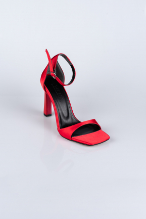 Red Satin Evening Shoe AB700