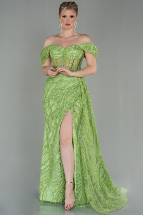 Pistachio Green Long Evening Dress ABU2706