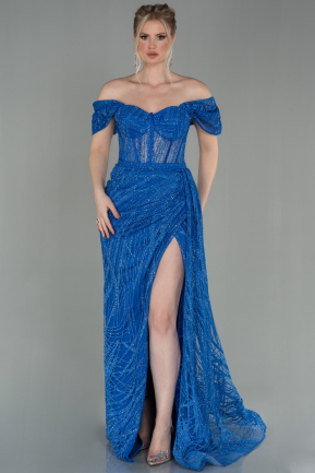 Sax Blue Long Evening Dress ABU2706