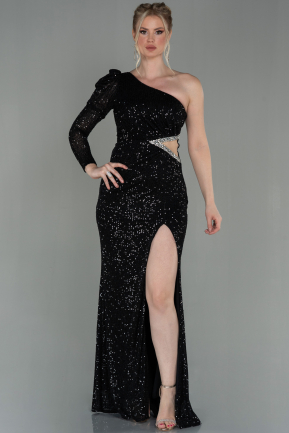 Long Black Scaly Mermaid Prom Dress ABU2853