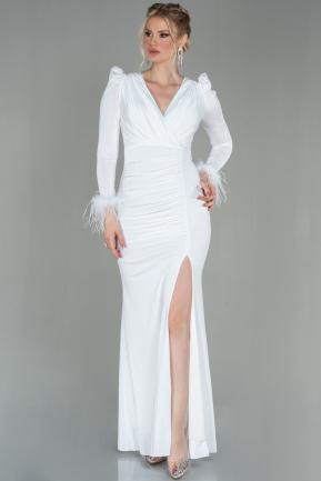 White Long Evening Dress ABU2804