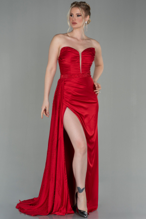 Long Red Satin Evening Dress ABU2847