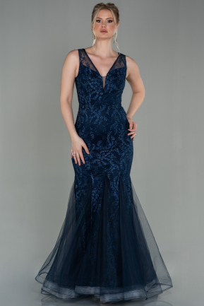 Long Navy Blue Mermaid Evening Dress ABU2269