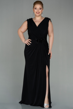 Long Black Plus Size Evening Dress ABU2854