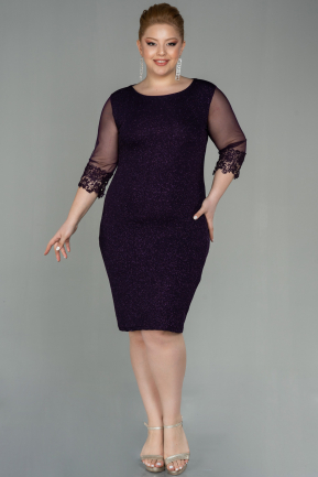 Short Dark Purple Plus Size Evening Dress ABK1609