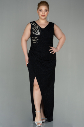 Long Black Plus Size Evening Dress ABU2856