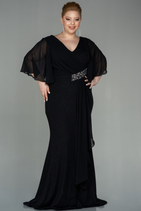 Long Black Plus Size Evening Dress ABU2863