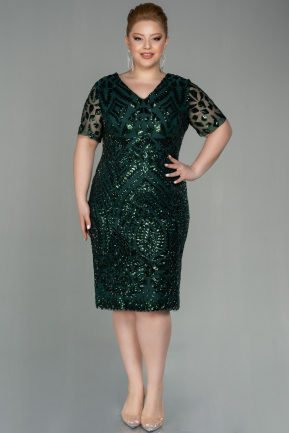 Midi Emerald Green Plus Size Evening Dress ABK1624