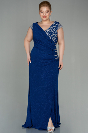 Long Sax Blue Plus Size Evening Dress ABU2869