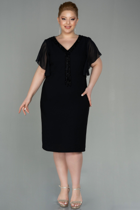Midi Black Plus Size Evening Dress ABK1626