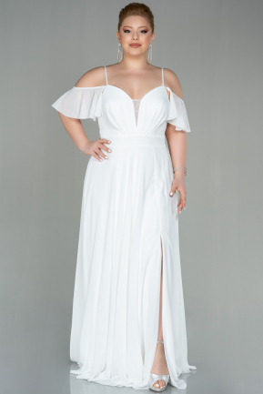 Long White Chiffon Plus Size Evening Dress ABU2875