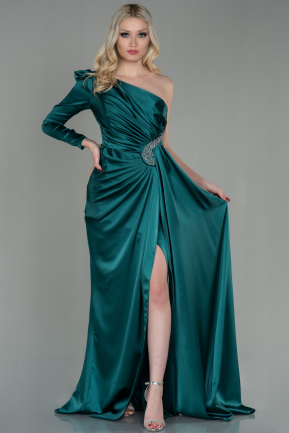 Long Emerald Green Satin Evening Dress ABU2676