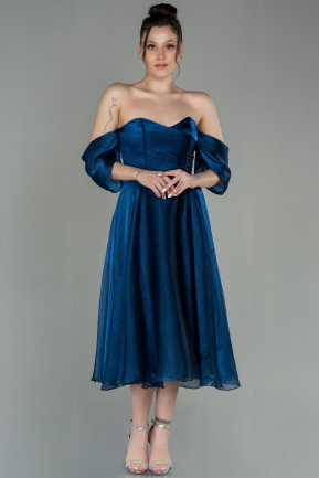 Midi Navy Blue Evening Dress ABK1659