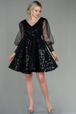 Short Black Scaly Evening Dress ABK1631