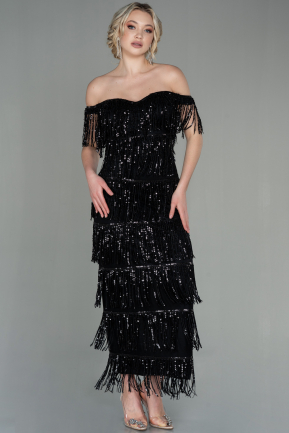 Midi Black Invitation Dress ABU2877