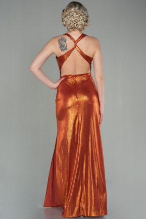 Long Orange Plaster Fabric Evening Dress ABU2900