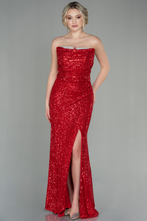 Long Red Scaly Evening Dress ABU2892